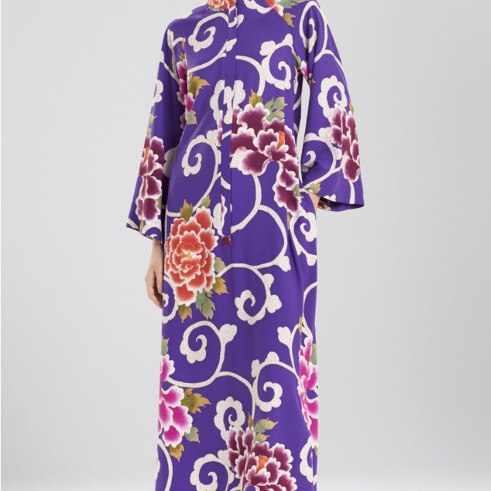 Natori Samarkand Floral Zip Up Caftan Sz. XS/S